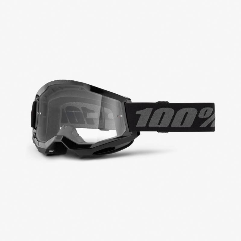 Óculos 100% Strata 2 preto, lente transparente, vista de três quartos