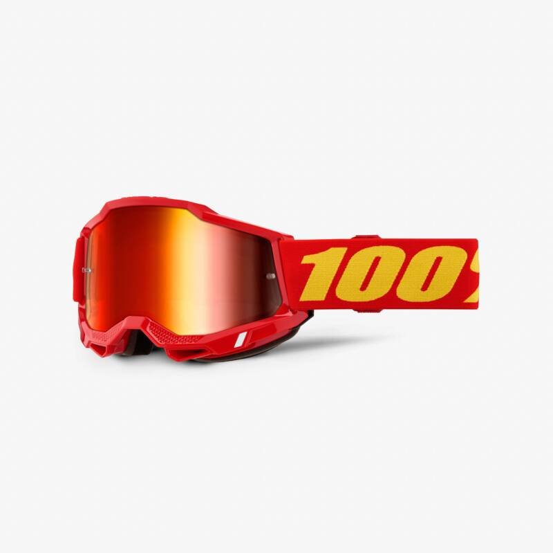 Óculos 100% Accuri 2 vermelho, lente vermelha espelhada, vista de três quartos
