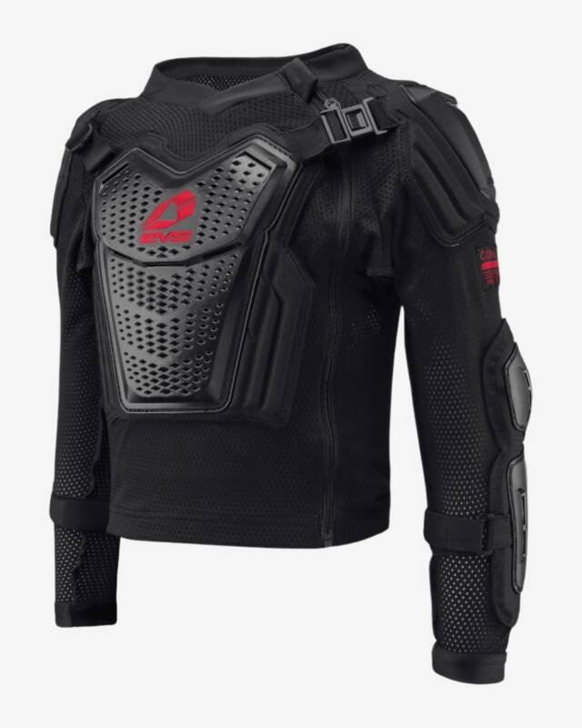 EVS Comp Suit Youth preto e vermelho, vista frontal