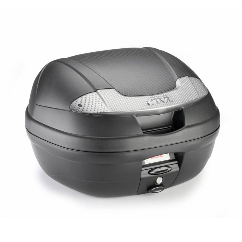 Top case GIVI E340NT2 Vision Tech preto de 34 litros, fechado, com refletores prateados